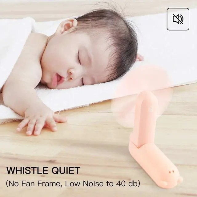 Alt view image 5 of 7 - Hand Portable Fan with 4500 mAh Power Bank, 13-46 Hrs Runtime, Battery Operated Folding Pocket Fan, 3 Speeds, Enhanced Airflow, Rechargeable Quiet Mini Fan for Home, Outdoor - Pink