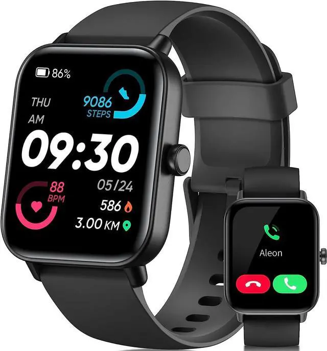 Main image of Smart Watch for Men Women with Bluetooth Call,Alexa Built-in,1.8" DIY Dial Fitness Tracker with Heart Rate Sleep Monitor 100 Sports Modes IP68 Waterproof Smartwatch for Android iOS(Black)