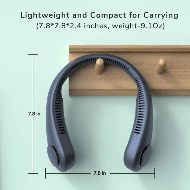 Alt view image 5 of 7 - Portable Neck Fan, Hands Free Bladeless Hanging Sport Fan, 4000 mAn Battery Operated Wearable Personal Fan, Leafless, Rechargeable, Headphone Design, USB Powered Desk Fan- Dark Blue