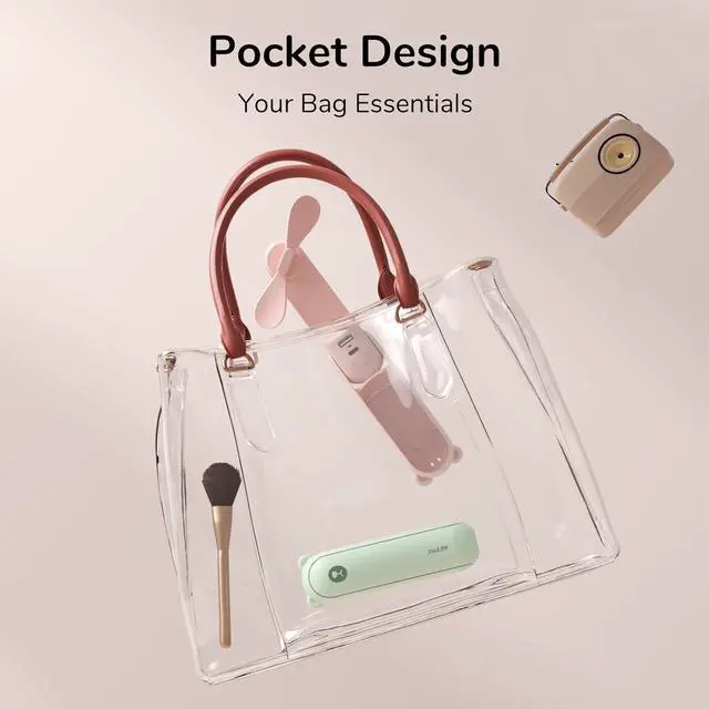 Alt view image 6 of 7 - Handheld Mini Fan, Portable 3 IN 1 Hand Fan, Small Pocket Fan, USB Rechargeable Battery Operated Fan [12-19 Working Hours] with Power Bank, Flashlight Function for Women,Travel,Outdoor-Pink