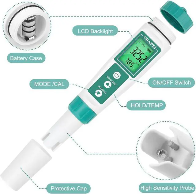 Alt view image 2 of 6 - Salt Water Pool Tester Professional Salinity Meter for Sodium Chloride Swimming Pool and Spa Salt Tester Range 0-9000ppm