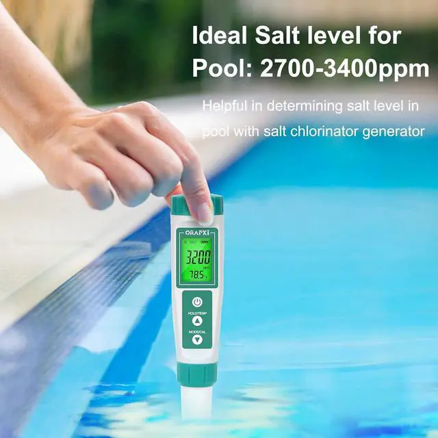 Alt view image 3 of 6 - Salt Water Pool Tester Professional Salinity Meter for Sodium Chloride Swimming Pool and Spa Salt Tester Range 0-9000ppm