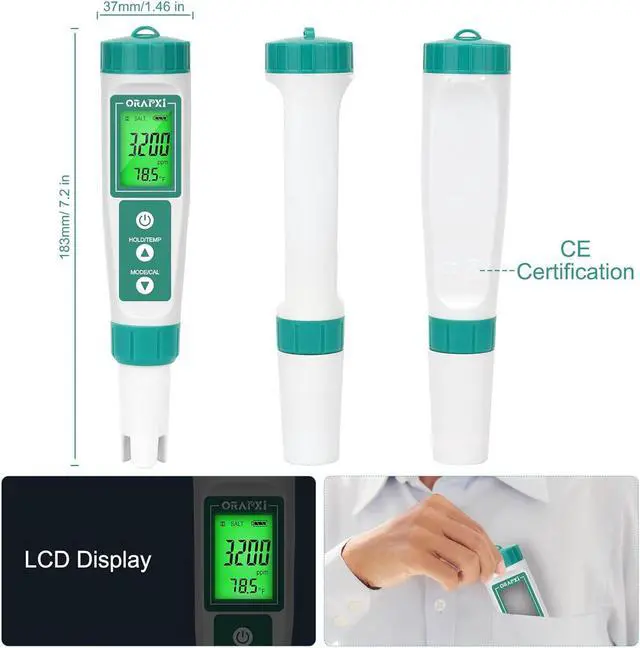 Alt view image 6 of 6 - Salt Water Pool Tester Professional Salinity Meter for Sodium Chloride Swimming Pool and Spa Salt Tester Range 0-9000ppm