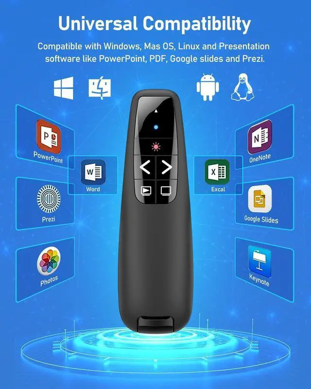 Alt view image 5 of 7 - Wireless Presenter Remote Presentation Clicker, 2-in 1 USB Type C Clicker for PowerPoint Presentations, Pointer Slide Advancer for Mac Laptop PC Computer Keynote
