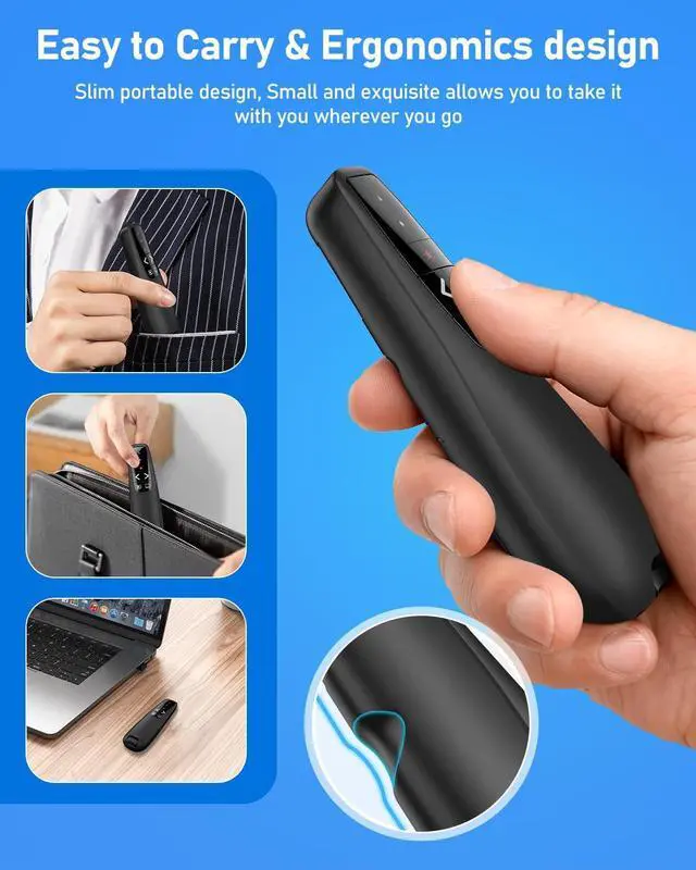 Alt view image 6 of 7 - Wireless Presenter Remote Presentation Clicker, 2-in 1 USB Type C Clicker for PowerPoint Presentations, Pointer Slide Advancer for Mac Laptop PC Computer Keynote