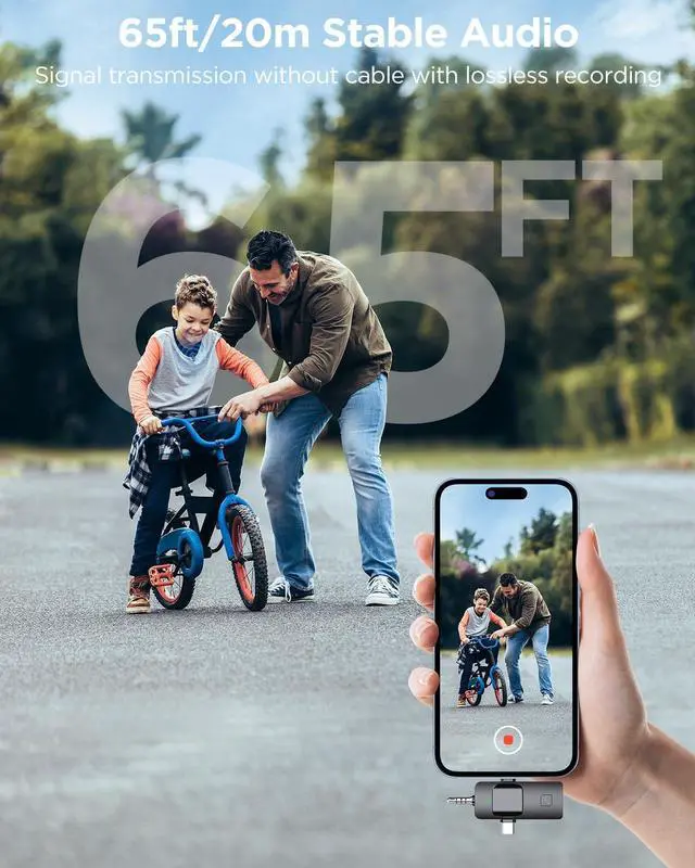 Alt view image 5 of 7 - 3 in 1 Wireless Microphone for iPhone, Camera, Android, iPad, Mini Microphone, USB C Microphone, iPhone Mic, 2.4G Ultra-Low Delay, Microphone for Video Recording/Vlog/TikTok/YouTube/Interview