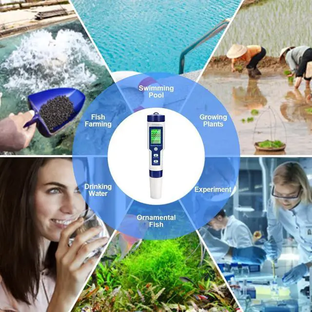 Alt view image 6 of 6 - Digital PH Meter, 5 in 1 Water Quality Tester with Backlight, PH/TDS/EC/Salinity/Temp Meter with ATC, 0.01 Resolution High Accuracy Pen Type Tester, for Aquarium, Spas, Drinking Water