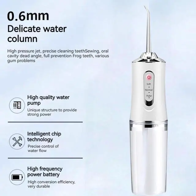 Alt view image 2 of 7 - Water-Flosser-Teeth-Cleaner, Rechargeable - Waterproof, Portable Cordless Dental Oral Irrigator, Water flossers for Teeth, 3 Modes 4 Nozzles, for Home&Travel Sliver (sliver)