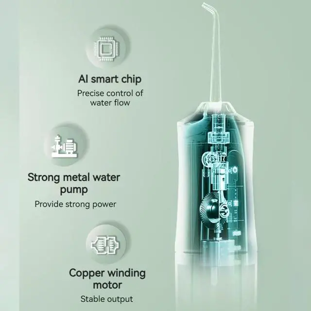 Alt view image 4 of 7 - Water-Flosser-Teeth-Cleaner, Rechargeable - Waterproof, Portable Cordless Dental Oral Irrigator, Water flossers for Teeth, 3 Modes 4 Nozzles, for Home&Travel Sliver (sliver)