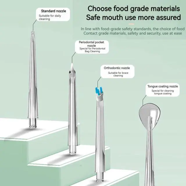 Alt view image 6 of 7 - Water-Flosser-Teeth-Cleaner, Rechargeable - Waterproof, Portable Cordless Dental Oral Irrigator, Water flossers for Teeth, 3 Modes 4 Nozzles, for Home&Travel Sliver (sliver)