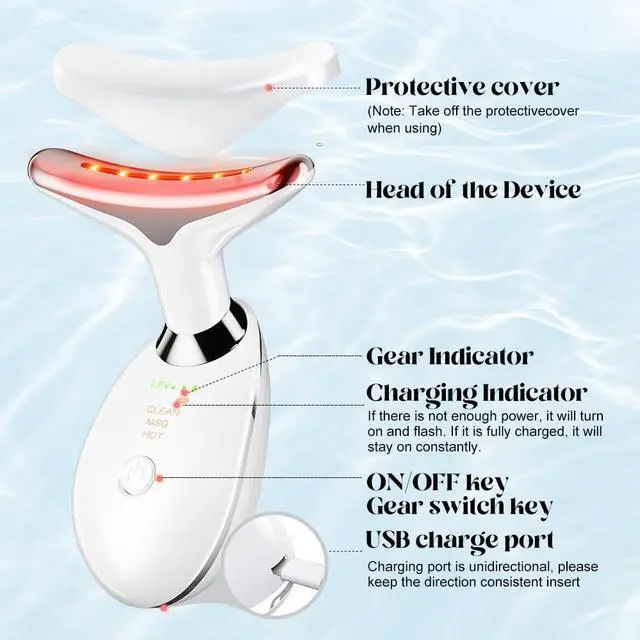 Alt view image 6 of 7 - Facial and Neck Massager, Face Massager Tool with 3 Modes (White)