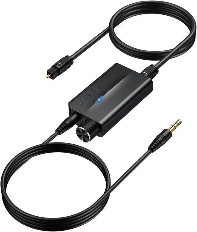 Main image of 192kHz DAC Optical to 3.5mm Converter with Volume Control, Digital to Analog Audio Converter, Optical Cable to Aux Adapter Built-in Amplifier Chip Suitable for HDTVs, DVD, Set-top Boxes