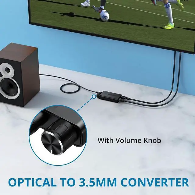 Alt view image 3 of 7 - 192kHz DAC Optical to 3.5mm Converter with Volume Control, Digital to Analog Audio Converter, Optical Cable to Aux Adapter Built-in Amplifier Chip Suitable for HDTVs, DVD, Set-top Boxes