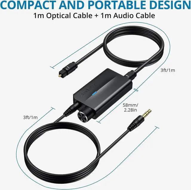 Alt view image 6 of 7 - 192kHz DAC Optical to 3.5mm Converter with Volume Control, Digital to Analog Audio Converter, Optical Cable to Aux Adapter Built-in Amplifier Chip Suitable for HDTVs, DVD, Set-top Boxes