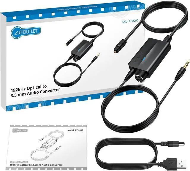 Alt view image 7 of 7 - 192kHz DAC Optical to 3.5mm Converter with Volume Control, Digital to Analog Audio Converter, Optical Cable to Aux Adapter Built-in Amplifier Chip Suitable for HDTVs, DVD, Set-top Boxes