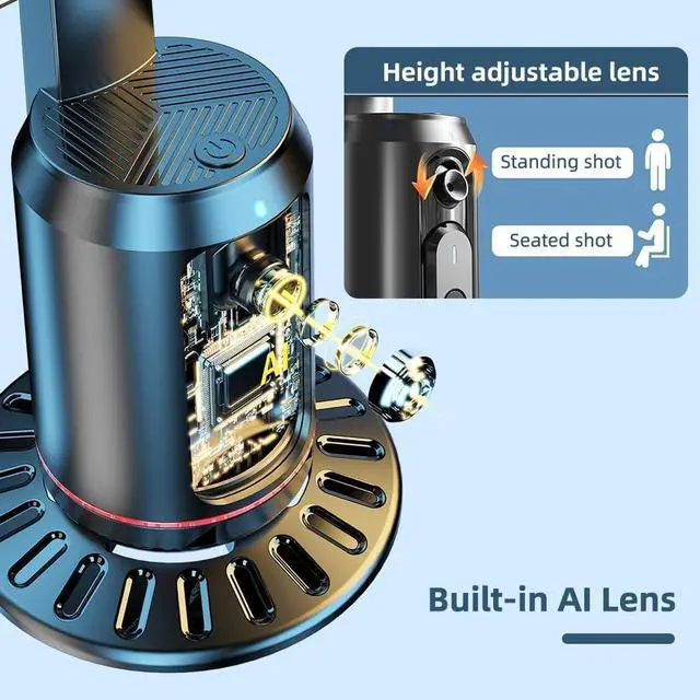 Alt view image 3 of 7 - 360° Auto Face Tracking Tripod Cell Phone Holder Gesture Control Built-in Battery with 1/4 Inch Screw & Detachable Bi-color Temperature/RGB Fill Lights & Remote Shutter for Vlog Live Video Recording