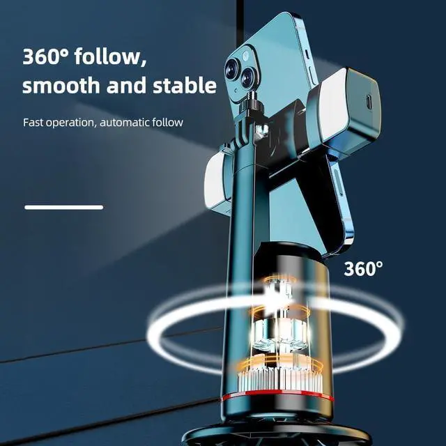 Alt view image 4 of 7 - 360° Auto Face Tracking Tripod Cell Phone Holder Gesture Control Built-in Battery with 1/4 Inch Screw & Detachable Bi-color Temperature/RGB Fill Lights & Remote Shutter for Vlog Live Video Recording