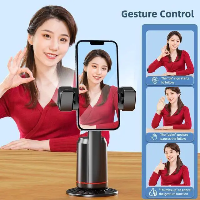 Alt view image 5 of 7 - 360° Auto Face Tracking Tripod Cell Phone Holder Gesture Control Built-in Battery with 1/4 Inch Screw & Detachable Bi-color Temperature/RGB Fill Lights & Remote Shutter for Vlog Live Video Recording