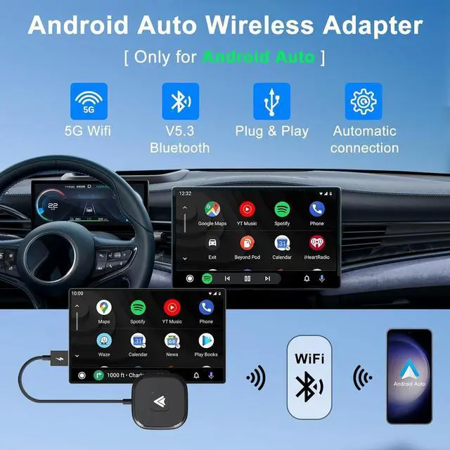 Alt view image 7 of 7 - Android Auto Wireless Adapter,Wireless Android Auto Car Adapter/Dongle Plug and Play for Factory Wired Android Auto in All Cars - Low Latency and Easy to Install