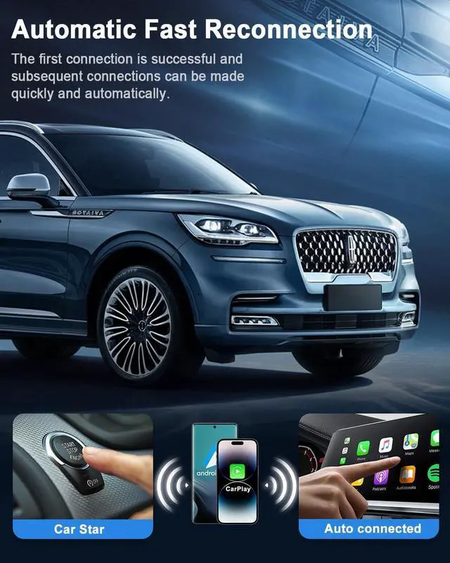 Alt view image 4 of 6 - Wireless Android Auto Adapter, Android Auto Wireless Dongle Converts Wired Android Auto to Wireless, Android Auto Bluetooth Adapter 5Ghz WiFi Auto-Connect, Android Auto Car Adapter for Cars After 2017