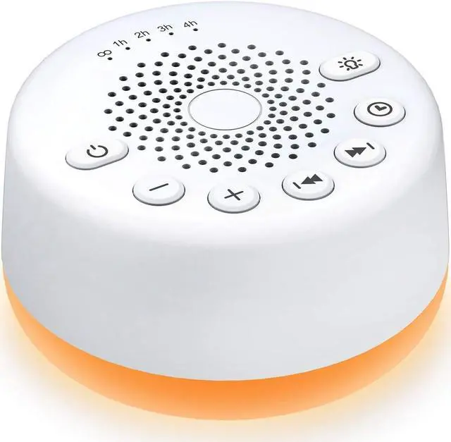 Main image of Sound White Noise Machine with 25 Soothing Sounds and Night Lights Sound Machines with Memory Function 32 Levels of Volume and 5 Sleep Timer Powered by AC or USB for Sleeping Relaxation (White)