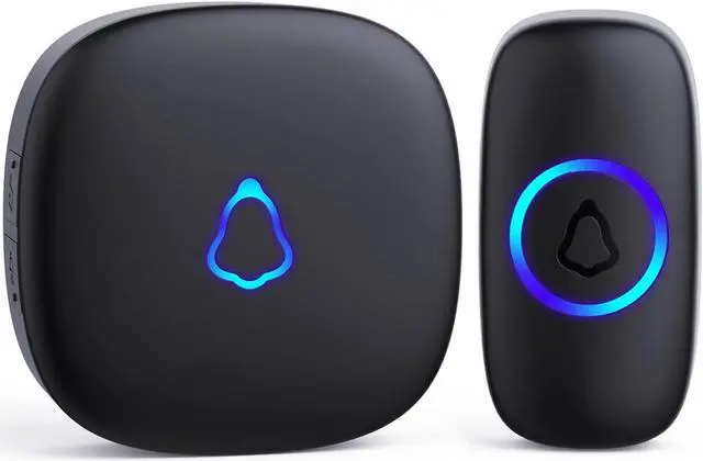 Main image of Wireless Doorbell, Easy Installation, Adjustable Volumes, 58 Chimes, 1000Ft Operating Range, LED Indicator, Black