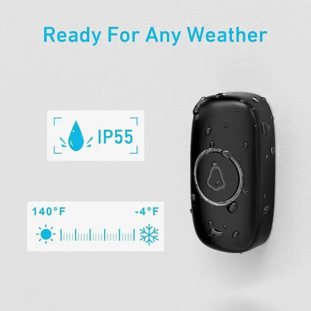 Alt view image 3 of 7 - Wireless Doorbell, Easy Installation, Adjustable Volumes, 58 Chimes, 1000Ft Operating Range, LED Indicator, Black