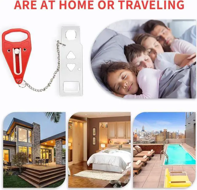 Alt view image 7 of 7 - Portable Door Lock 2Pack Extra Lock for Additional Privacy and Safety in Home,Hotel and Apartment,Prevent Unauthorized Entry,Protect Family Security in Traveling,Home,Bedroom,Hotel,Apartment,AirBNB