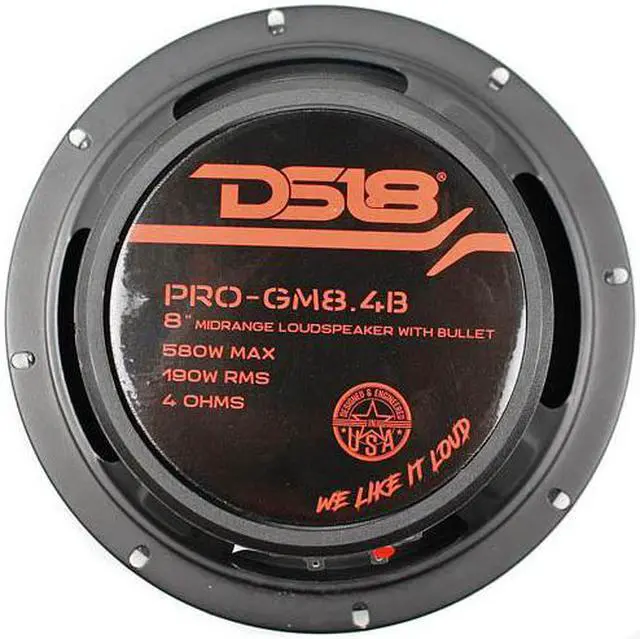 Alt view image 4 of 4 - ds18 pro-gm8.4b loudspeaker - 8", midrange, red aluminum bullet, 580w max, 4 ohms,1.5" kapton vc premium quality audio door speakers for car or truck stereo sound system (1 speaker)