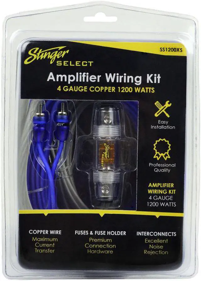 Alt view image 7 of 11 - Stinger SS1200XS 4GA Copper 1200W Complete Wiring Kit