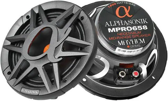 Alt view image 8 of 10 - Alphasonik MPRO658 Mayhem Series 6.5" Midrange Speakers 1400W 8 Ohm Neodymium Pair