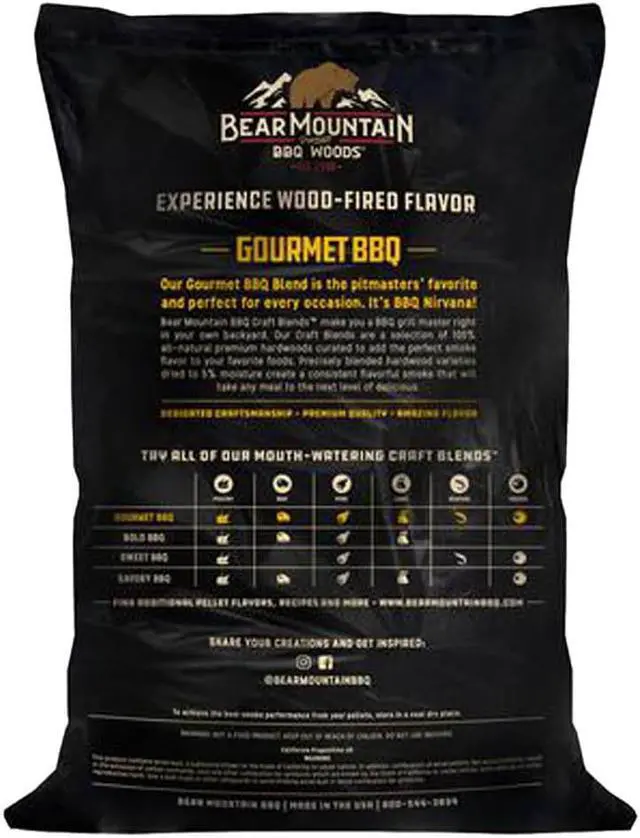 Alt view image 2 of 3 - Bear Mountain Gourmet BBQ Hardwood Cooking Pellets Sweet Smokey Flavor 20lb Bag