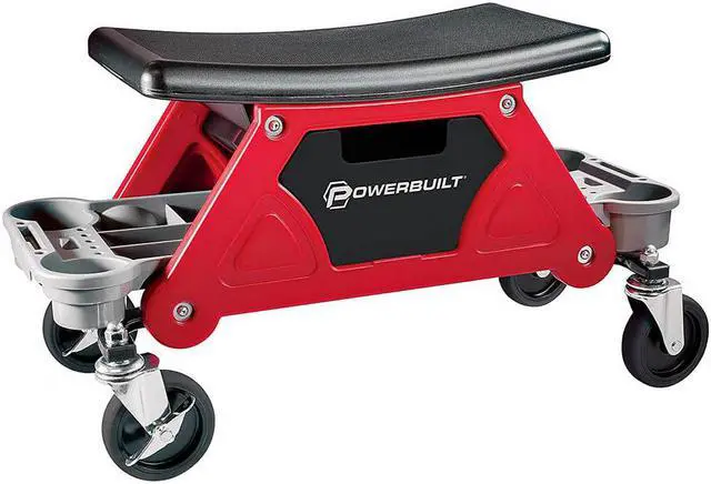Alt view image 19 of 20 - Powerbuilt Heavy Duty Rolling Work Seat with Storage Trays - 240036