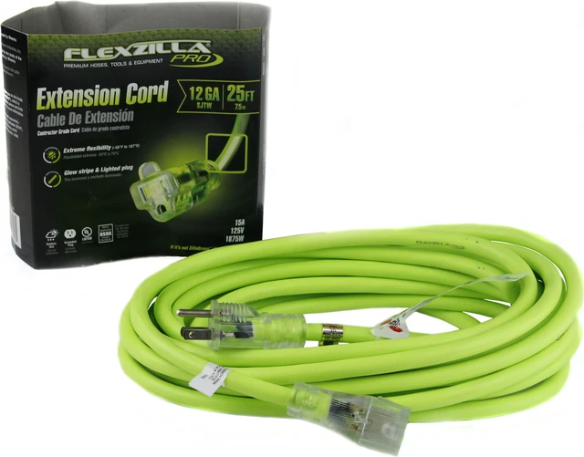 Alt view image 3 of 10 - Flexzilla Pro Extension Cord 123 AWG SJTW 25ft Outdoor Lighted Plug
