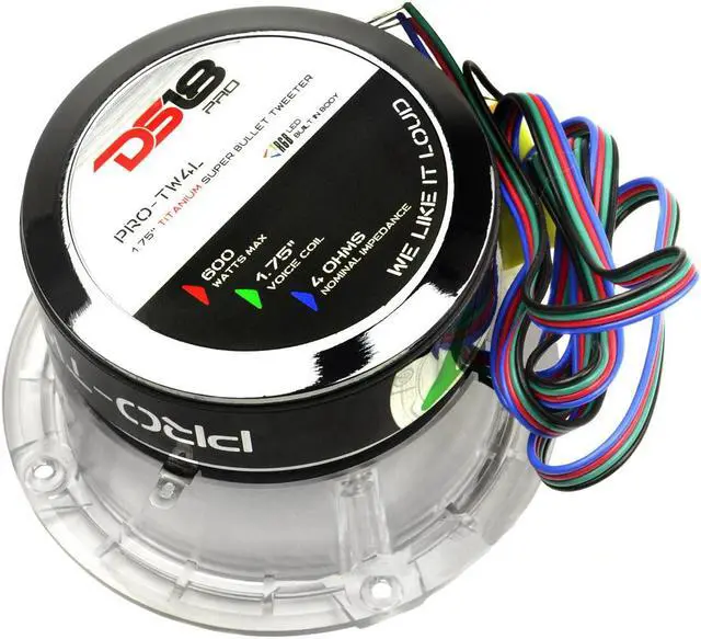Alt view image 6 of 6 - DS18 PRO-TW4L 1.75" 600W Max 4-Ohm Titanium Super Bullet Tweeter w/ RGB LED