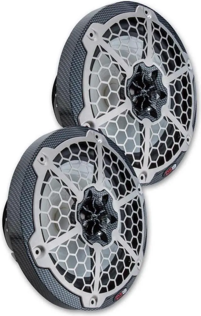 Alt view image 4 of 7 - Ds18 Hydro 6.5" 2-Way Marine Speakers W/Rgb Led Lights 375W - Black Carbon Fiber