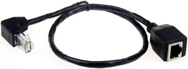 Main image of Down Angled 90 Degree 8P8C FTP STP UTP Cat 5e Male to Female Lan Ethernet Network Extension Cable 50cm