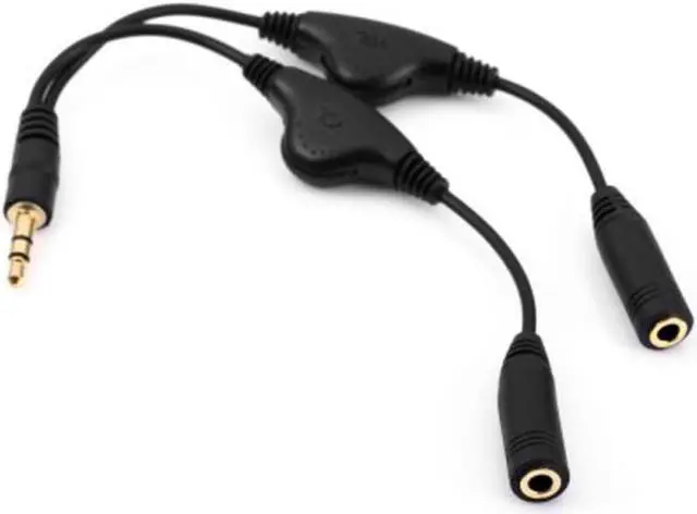 Main image of 3.5mm Stereo Male to Double 3.5mm Female Audio Headphone Y Splitter Cable with Volume Control Switch