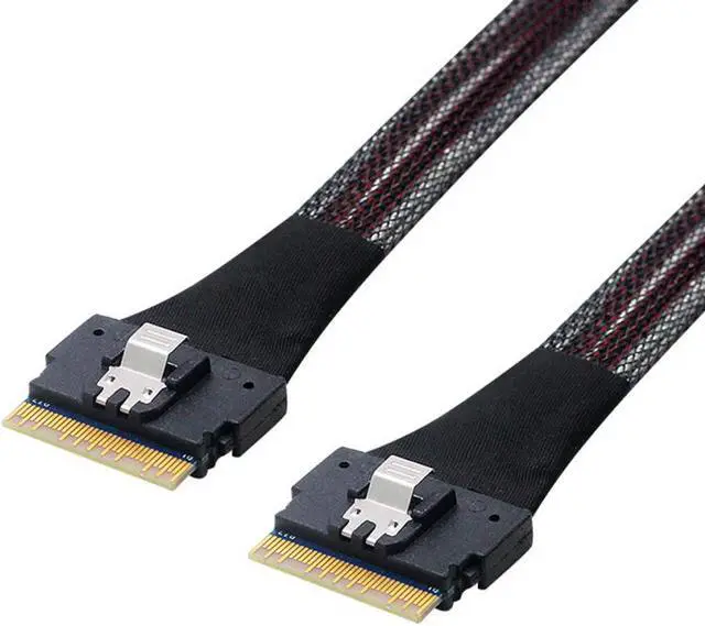 Main image of SAS 4.0 SFF-8654 8i 74pin Host to SFF-8654 Slim SAS Target Cable 50cm PCI-E Slim Line