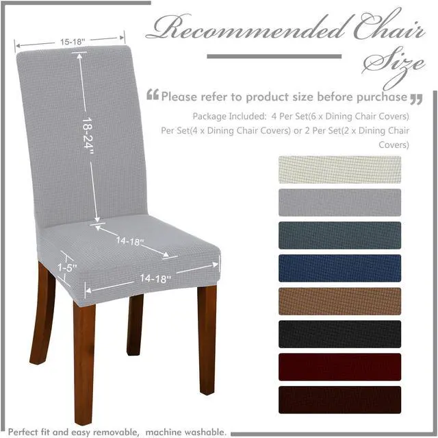 Alt view image 3 of 5 - Chair Covers for Dining Room Set of 4 Grey Stretch Slipcovers Chairs Covers Kitchen Chair Covers