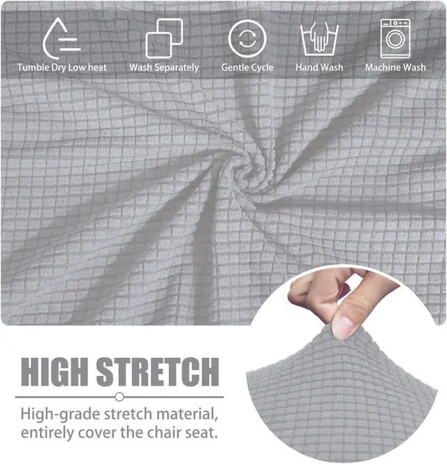 Alt view image 4 of 5 - Chair Covers for Dining Room Set of 4 Grey Stretch Slipcovers Chairs Covers Kitchen Chair Covers