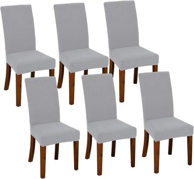 Main image of Chair Covers for Dining Room Set of 6 Grey Stretch Slipcovers Chairs Covers Kitchen Chair Covers
