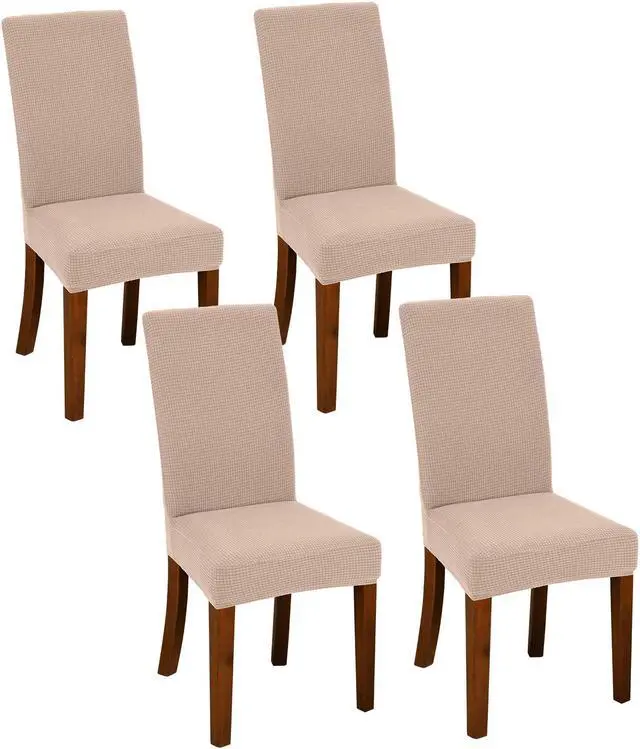 Main image of Chair Covers for Dining Room Set of 4 Khaki Stretch Slipcovers Chairs Covers Kitchen Chair Covers
