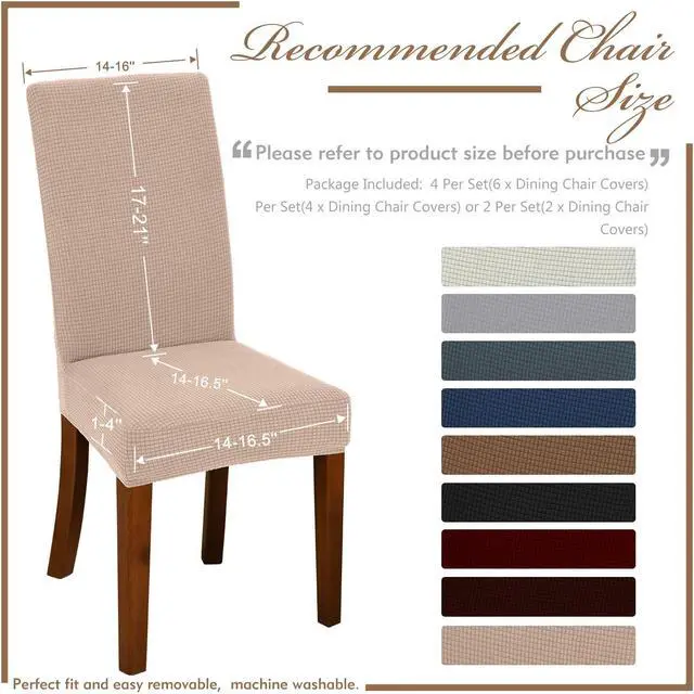 Alt view image 3 of 5 - Chair Covers for Dining Room Set of 4 Khaki Stretch Slipcovers Chairs Covers Kitchen Chair Covers
