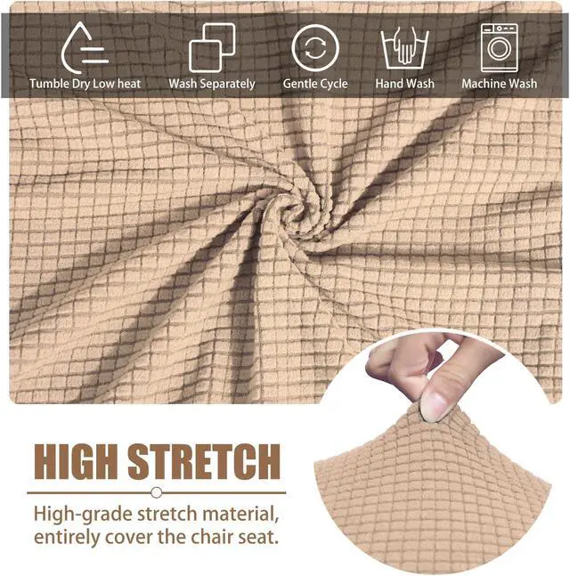 Alt view image 4 of 5 - Chair Covers for Dining Room Set of 4 Khaki Stretch Slipcovers Chairs Covers Kitchen Chair Covers