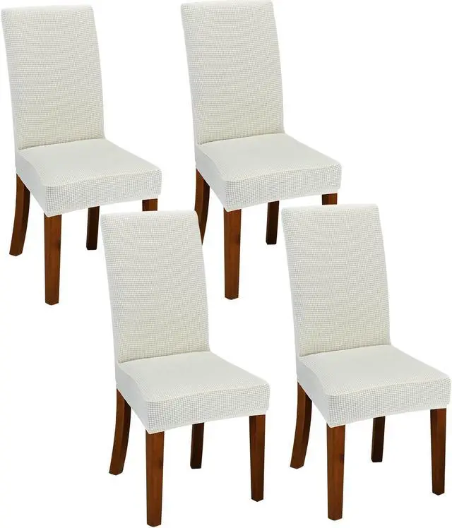 Main image of Chair Covers for Dining Room Set of 4 Ivory Stretch Slipcovers Chairs Covers Kitchen Chair Covers