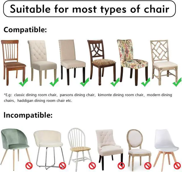 Alt view image 2 of 5 - Chair Covers for Dining Room Set of 4 Ivory Stretch Slipcovers Chairs Covers Kitchen Chair Covers