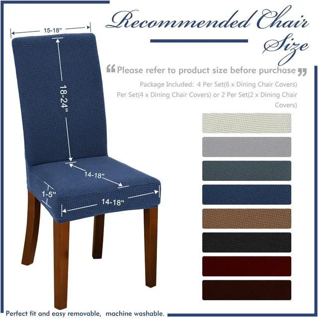 Alt view image 3 of 5 - Chair Covers for Dining Room Set of 4 Navy Blue Stretch Slipcovers Chairs Covers Kitchen Chair Covers