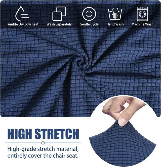 Alt view image 4 of 5 - Chair Covers for Dining Room Set of 4 Navy Blue Stretch Slipcovers Chairs Covers Kitchen Chair Covers