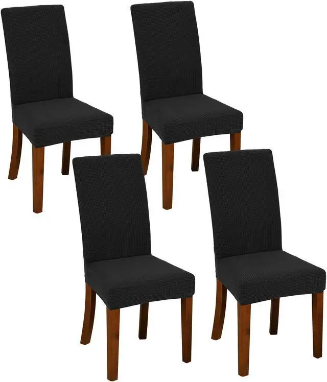 Main image of Chair Covers for Dining Room Set of 4 black Stretch Slipcovers Chairs Covers Kitchen Chair Covers Black